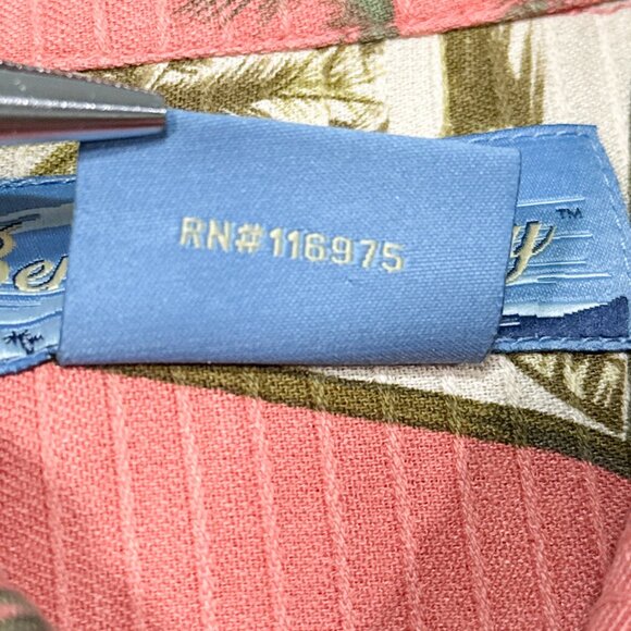 Bermuda Bay Tropical Palm Trees Pineapples 100% Silk Shirt Size L - Picture 10 of 16